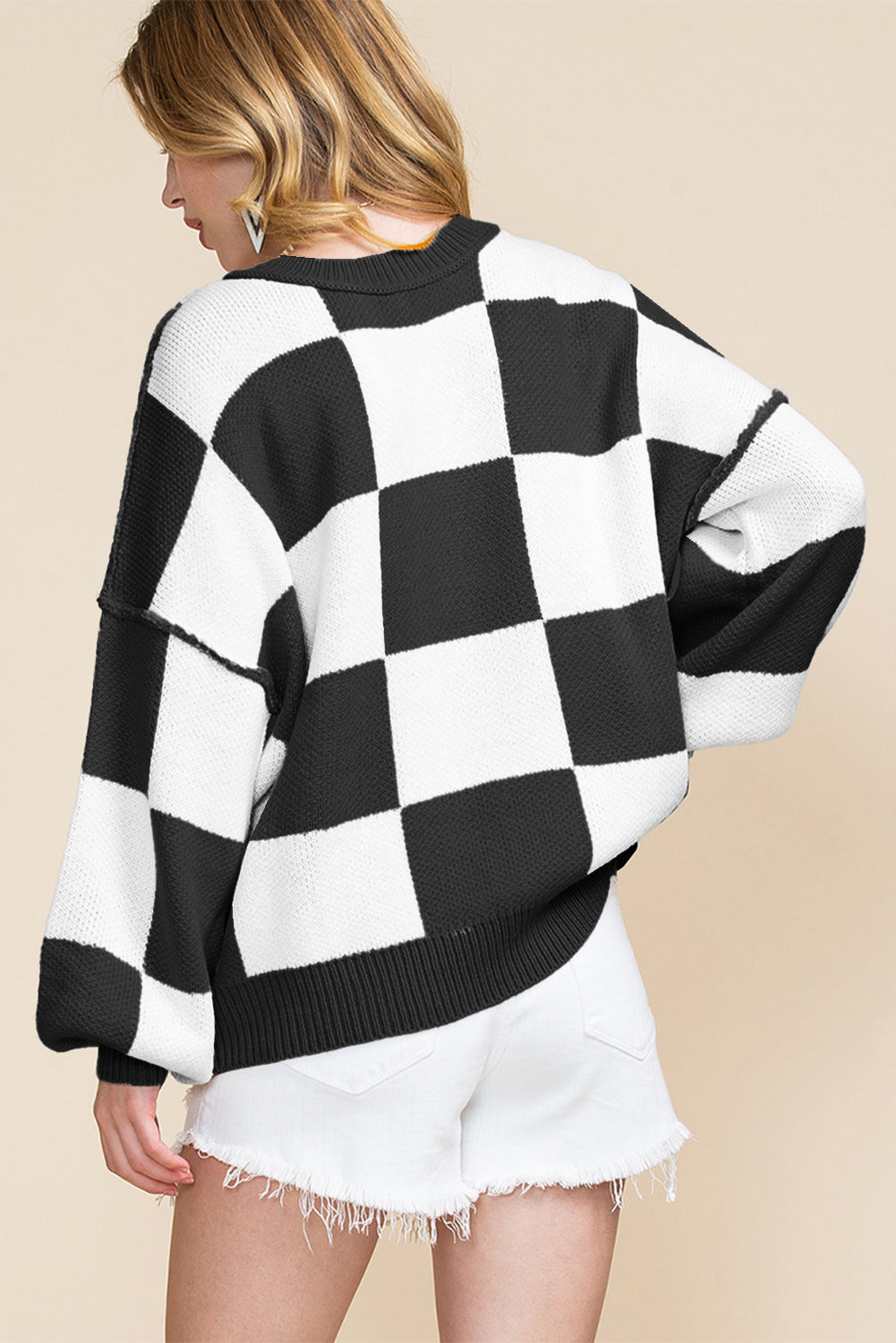 Cozy Checkered Oversized Sweater