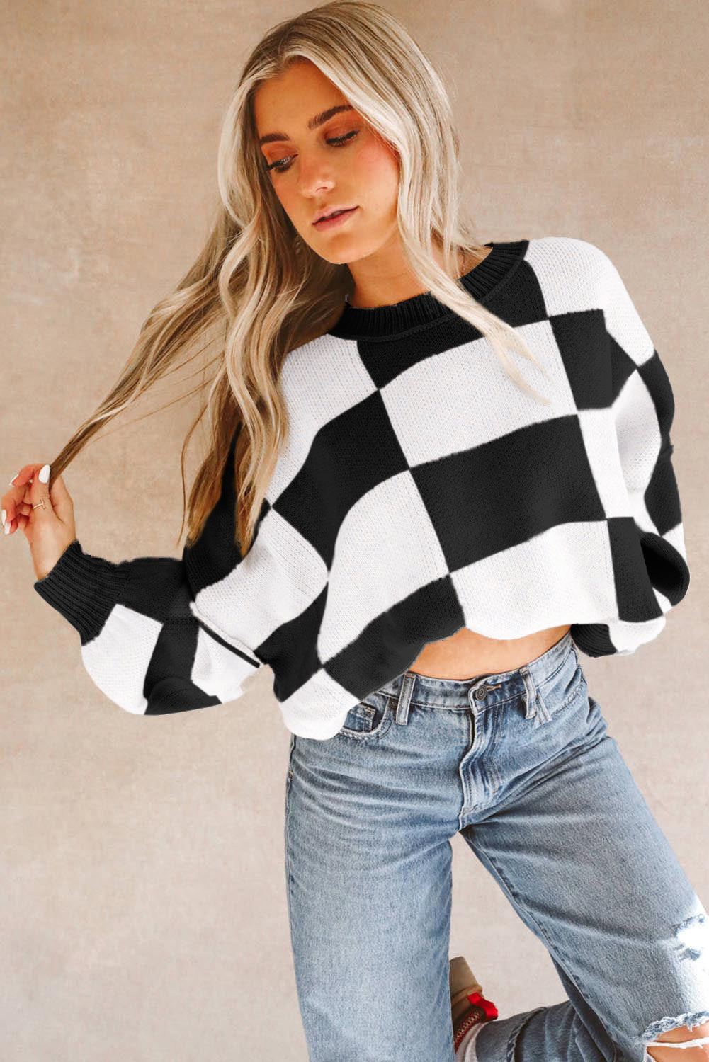 Cozy Checkered Oversized Sweater