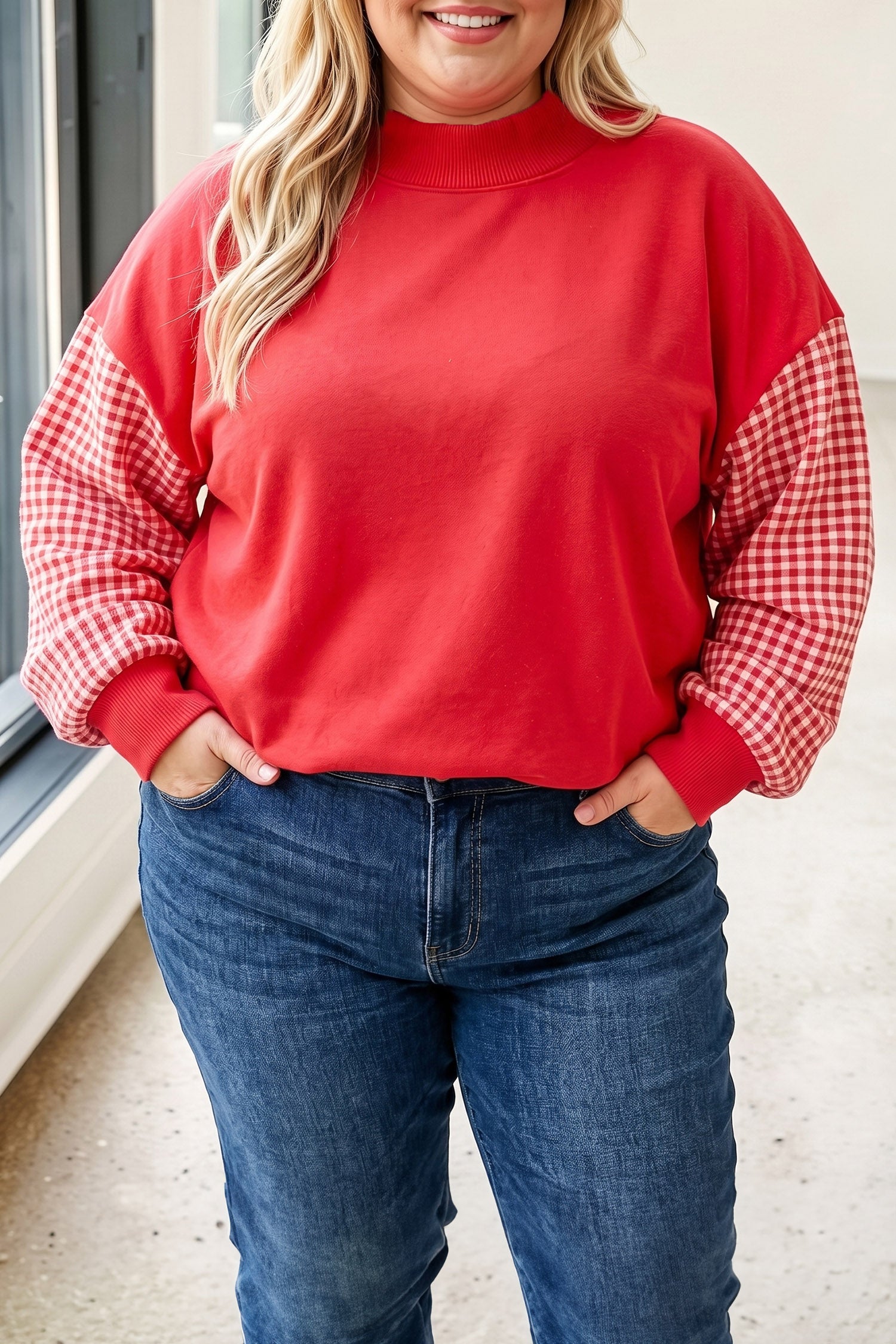 Harvest Plaid Sleeve Sweater