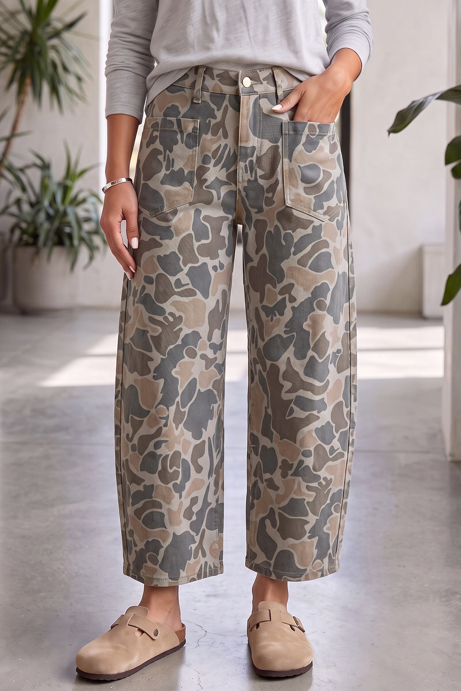 Remi Camo Wide-Leg Pants