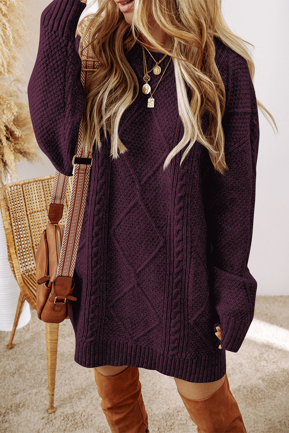 Marlowe Cable Knit Sweater Dress