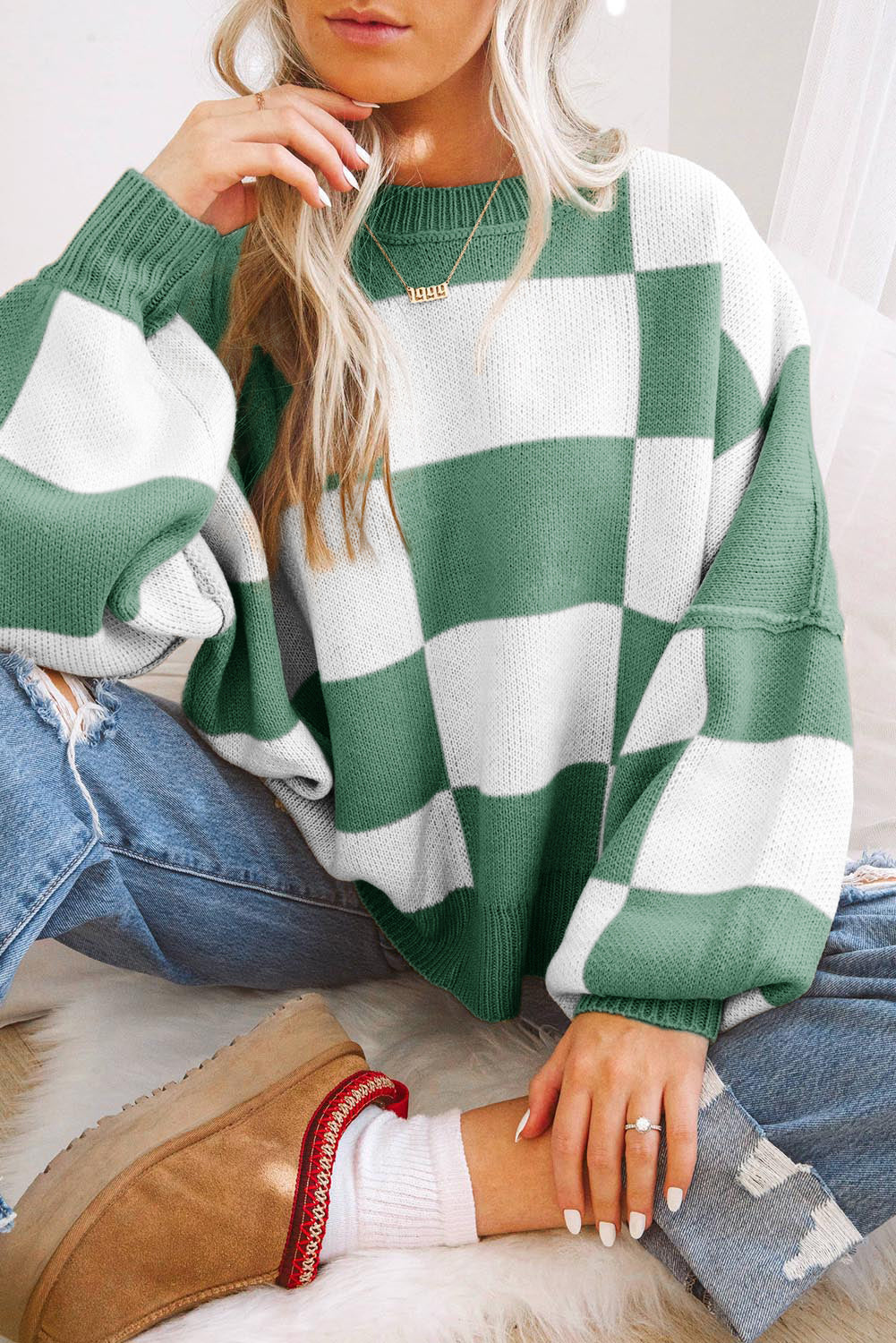 Cozy Checkered Oversized Sweater