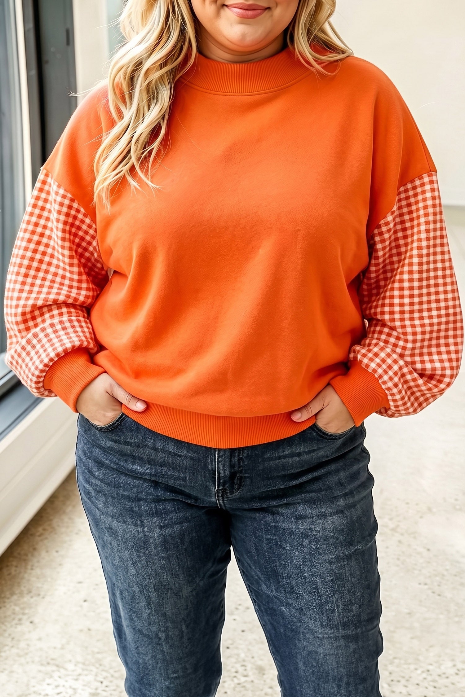 Harvest Plaid Sleeve Sweater