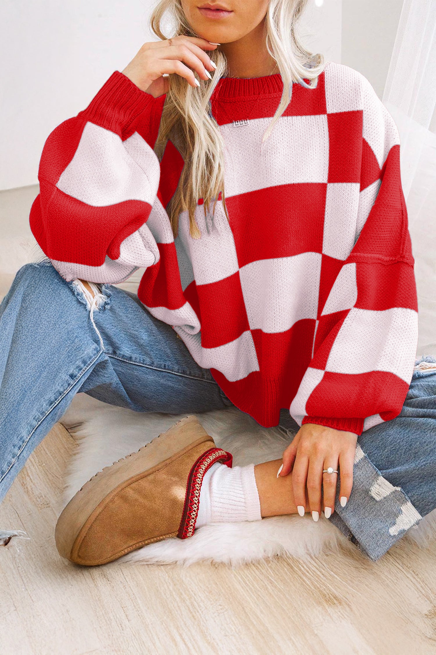 Cozy Checkered Oversized Sweater