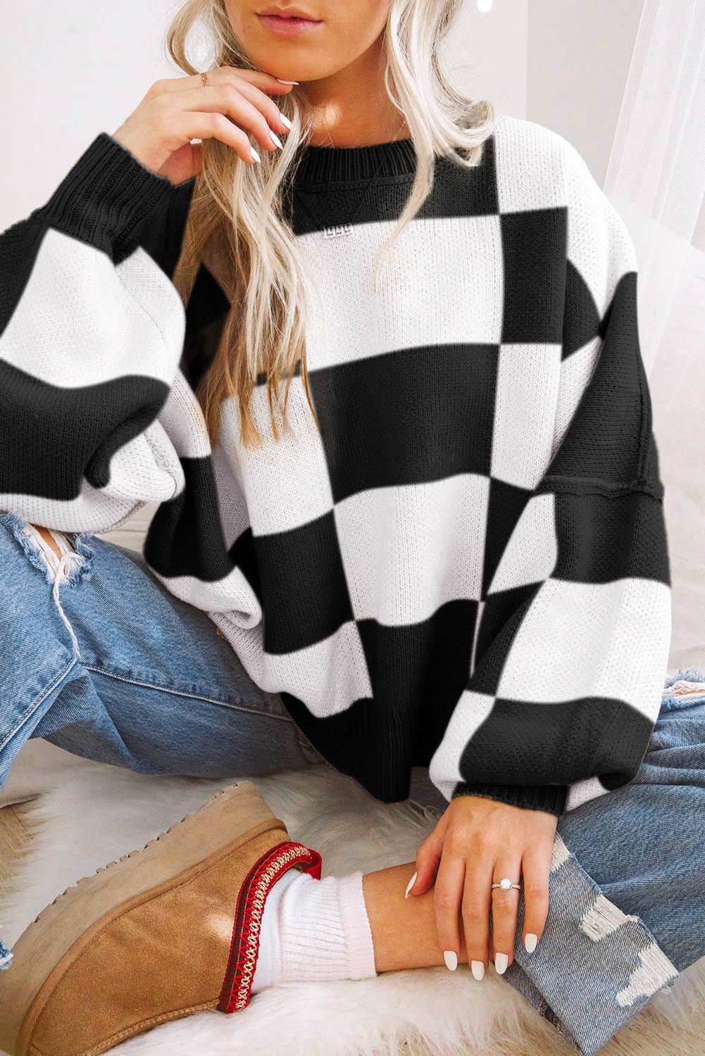 Cozy Checkered Oversized Sweater