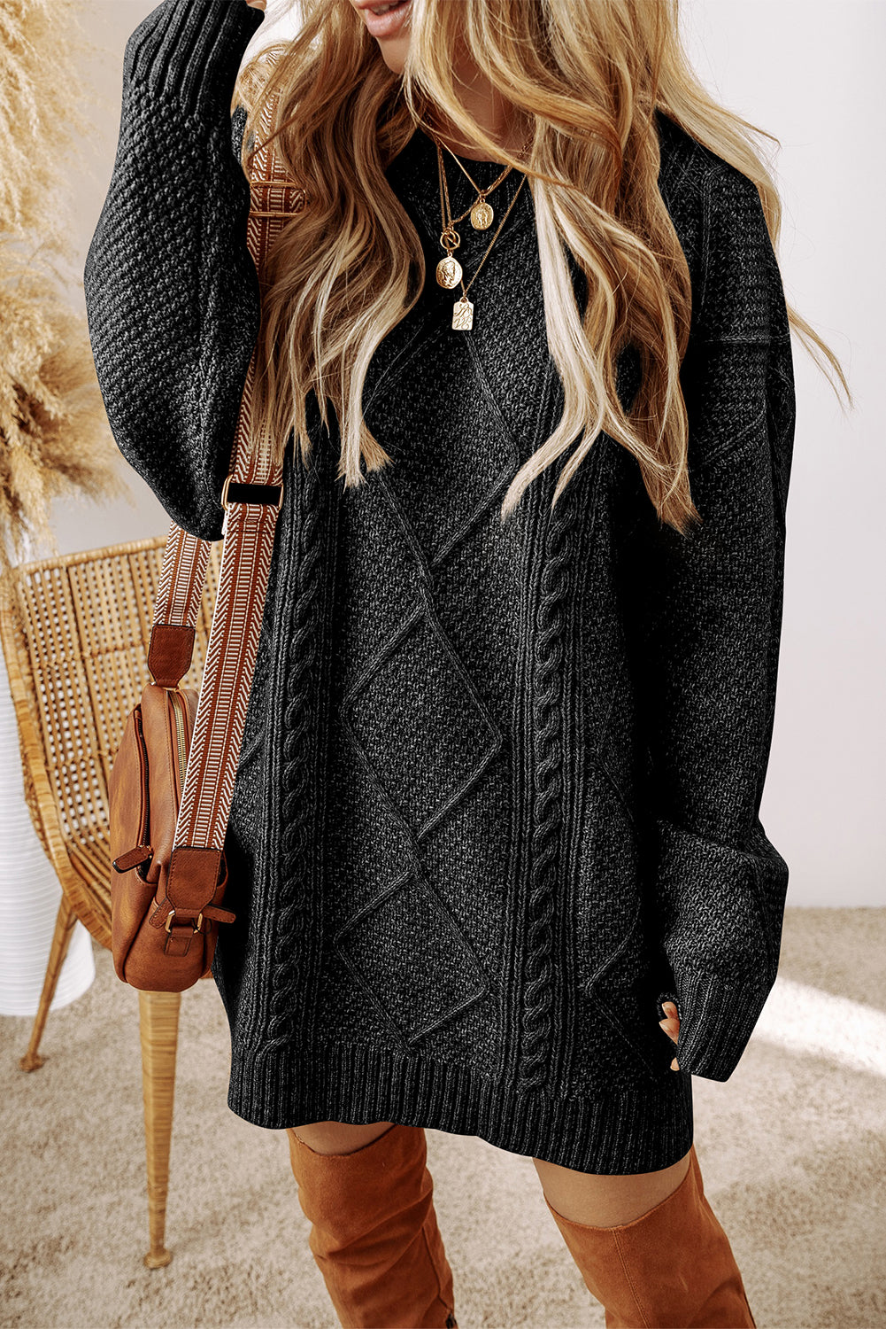 Marlowe Cable Knit Sweater Dress