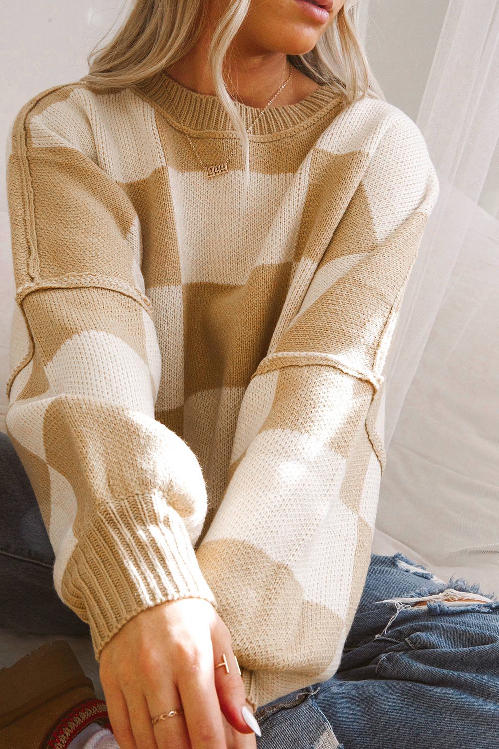 Cozy Checkered Oversized Sweater