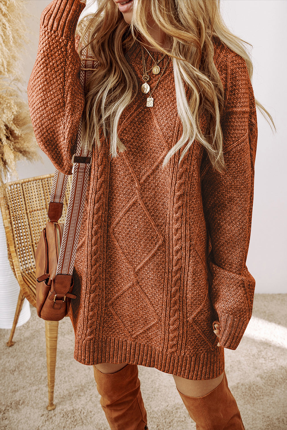 Marlowe Cable Knit Sweater Dress