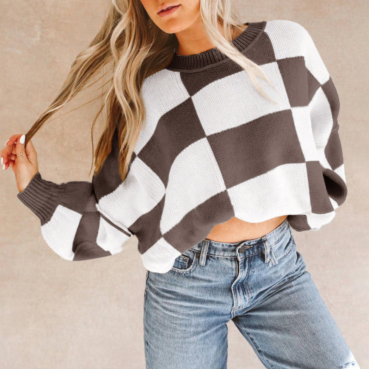 Cozy Checkered Oversized Sweater
